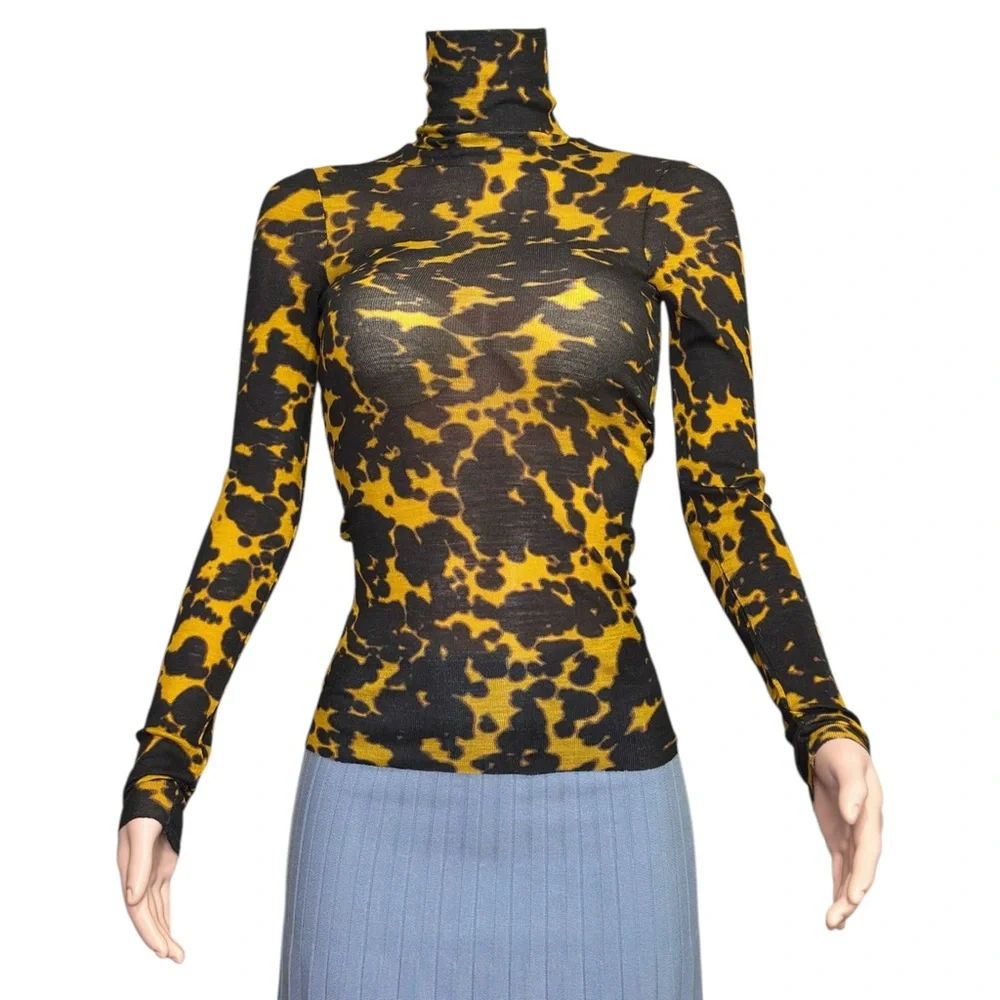 COS Merino Wool Turtleneck Top, Dark Yellow/Tortoiseshell, XS_9